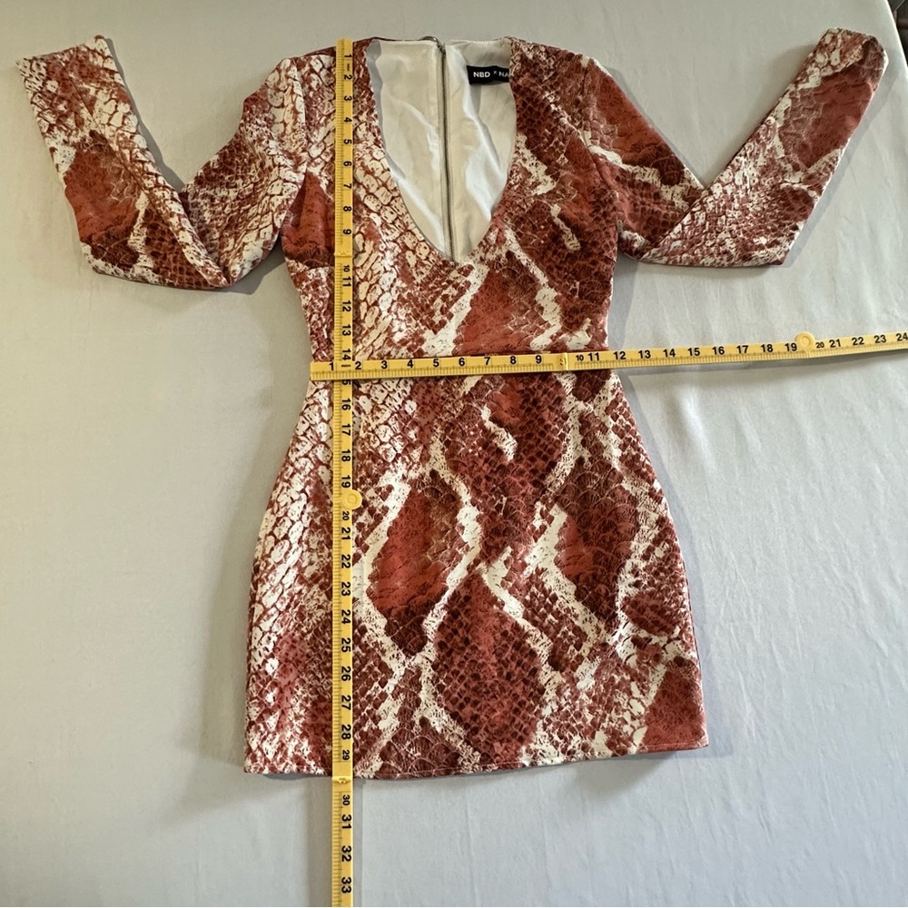 NBD X Naven • Rachel Mini Dress Size XXS Red Snake Party Event Date Night Plunge - Picture 12 of 14